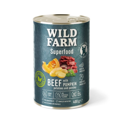 WILD FARM Superfood Beef 400g – Bezzbożowa Karma Dla Psa z Wołowiną