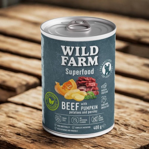 WILD FARM Superfood Beef 400g – Bezzbożowa Karma Dla Psa z Wołowiną