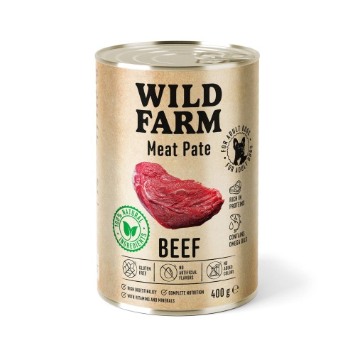 WILD FARM Pate Beef 400g – Bezglutenowa Karma Dla Psa z Wołowiną