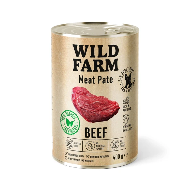 WILD FARM Pate Beef 400g – Bezglutenowa Karma Dla Psa z Wołowiną