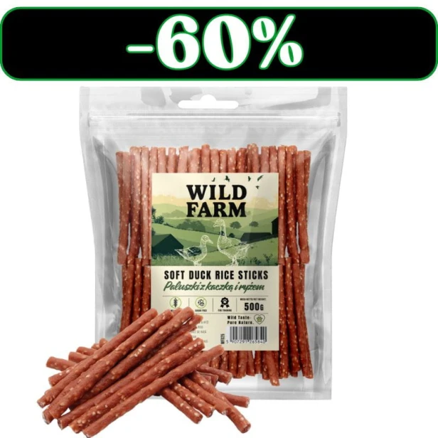 WILD FARM Paluszki Z Kaczką I Ryżem Przysmak Dla Psa 500G