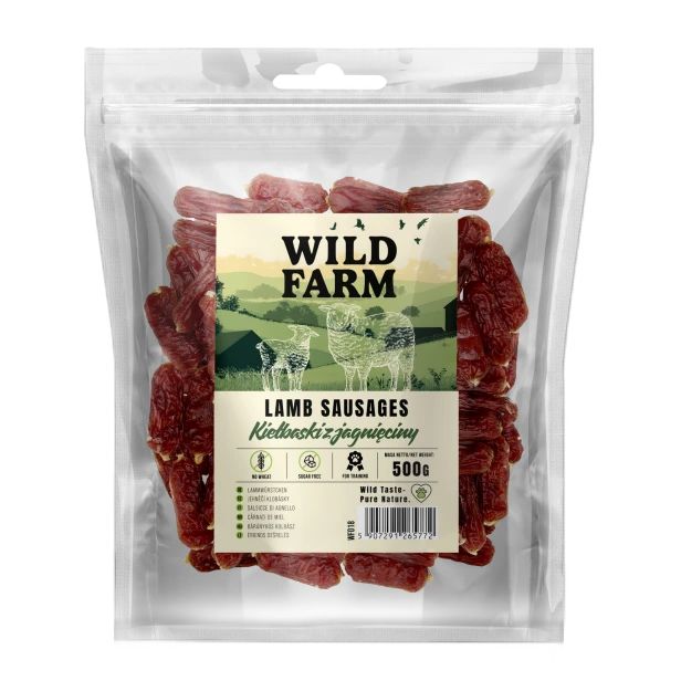 WILD FARM Kiełbaski Z Jagnięciny Przysmak Dla Psa 500G