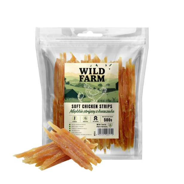 WILD FARM Miękkie Stripsy Z Kurczaka Przysmak Dla Psa 500G