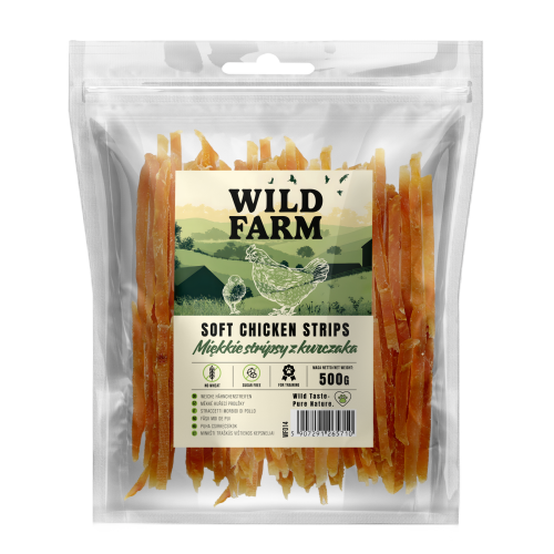 WILD FARM Miękkie Stripsy Z Kurczaka Przysmak Dla Psa 500G