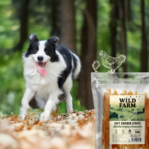 WILD FARM Miękkie Stripsy Z Kurczaka Przysmak Dla Psa 500G