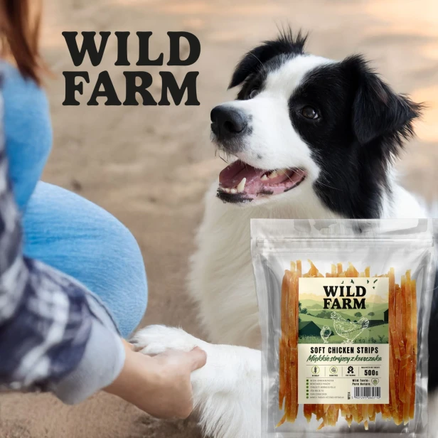 WILD FARM Miękkie Stripsy Z Kurczaka Przysmak Dla Psa 500G