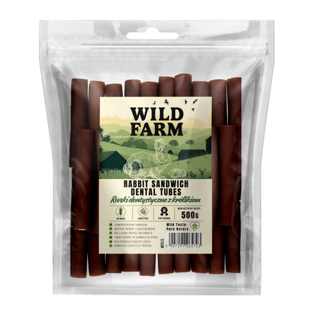 WILD FARM Rurki Dentystyczne Z Królikiem Przysmak Dla Psa 500G