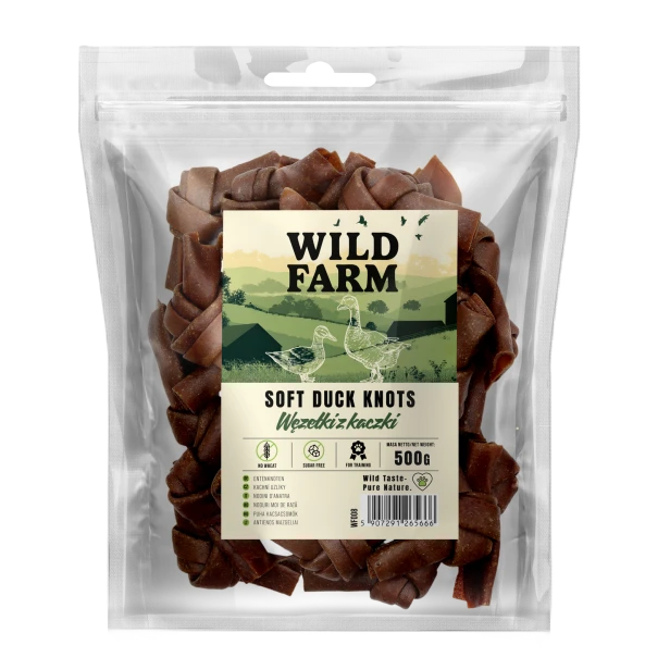 WILD FARM Węzełki Z Kaczki Przysmak Dla Psa 500G