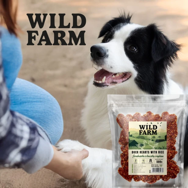 WILD FARM Serduszka Z Kaczką I Ryżem Przysmak Dla Psa 500G