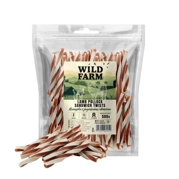 WILD FARM Kanapka Z Jagnięciną I Dorszem Przysmak Dla Psa 500G