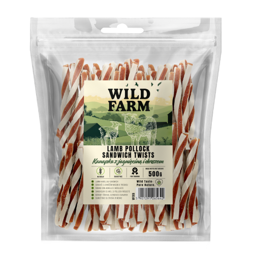 WILD FARM Kanapka Z Jagnięciną I Dorszem Przysmak Dla Psa 500G