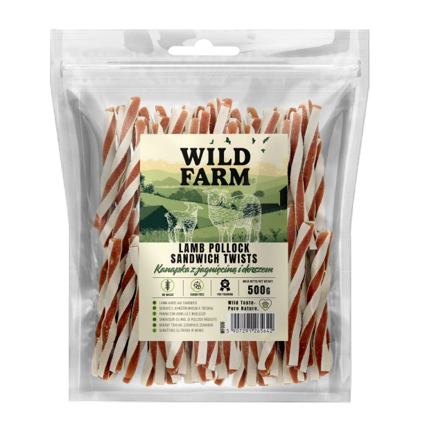 WILD FARM Kanapka Z Jagnięciną I Dorszem Przysmak Dla Psa 500G