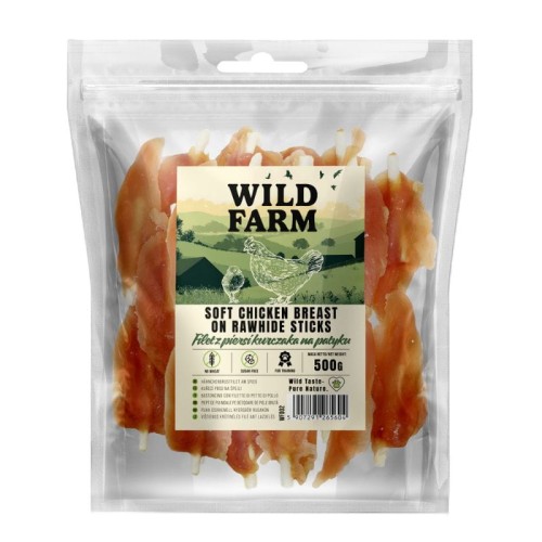 WILD FARM Filet Z Piersi Kurczaka Na Patyku Przysmak Dla Psa 500G