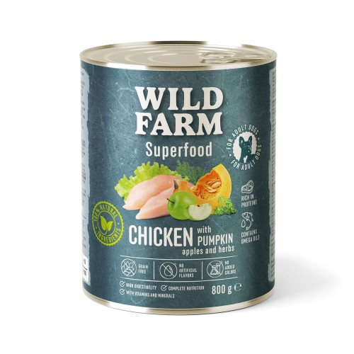 Wild Farm Superfood Kurczak – mokra karma z dynią i jabłkiem 800g