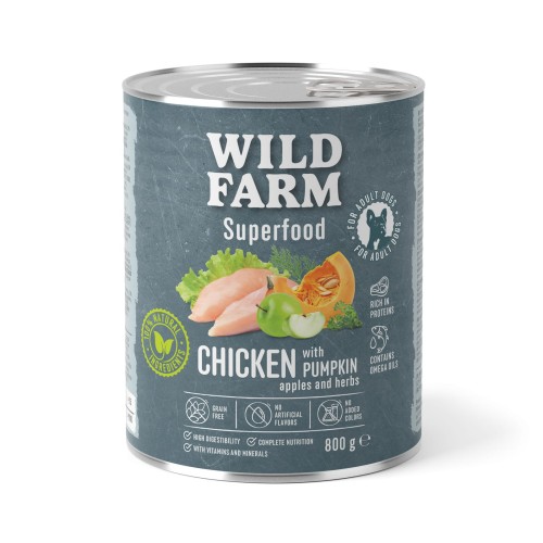 Wild Farm Superfood Kurczak – mokra karma z dynią i jabłkiem 800g
