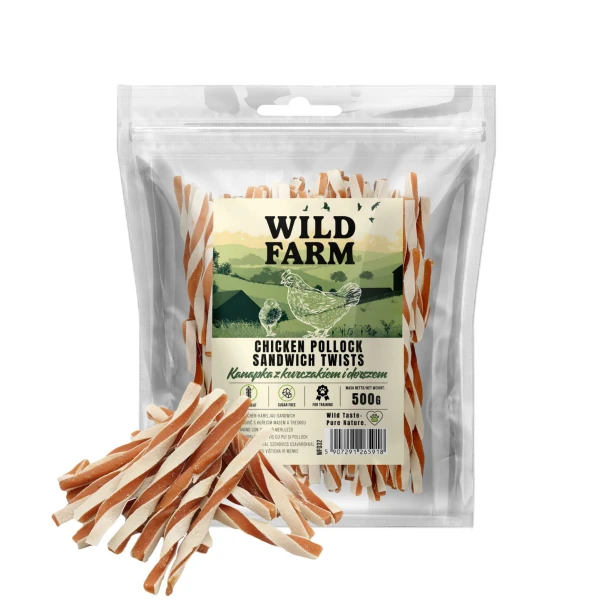 WILD FARM Kanapka Przysmak Dla Psa Z Kurczakiem I Dorszem 500G