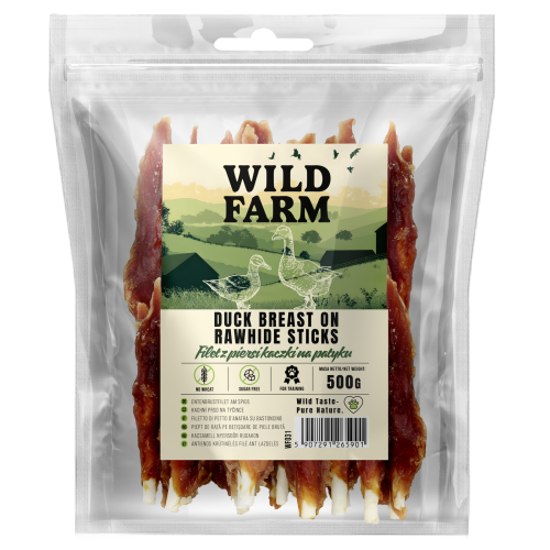 WILD FARM Filet Z Piersi Kaczki Na Patyku Przysmak Dla Psa 500G