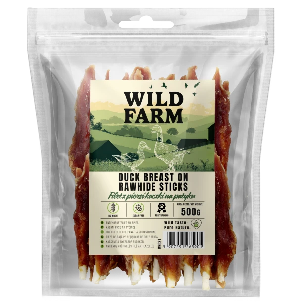 WILD FARM Filet Z Piersi Kaczki Na Patyku Przysmak Dla Psa 500G