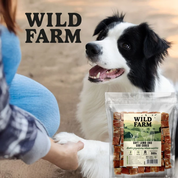 WILD FARM Kostki Z Jagnięciny I Dorsza Miękkie Przysmak Dla Psa 500G