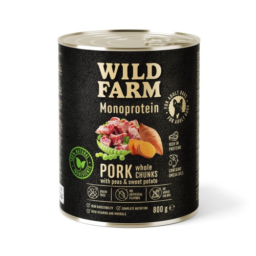 Wild Farm Monoprotein Pork – karma mokra wieprzowa dla psa 800g