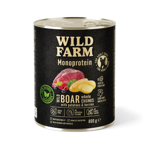 Wild Farm Monoprotein Karma Mokra Dla Psów Dziczyzna Hipoalergiczna 800g
