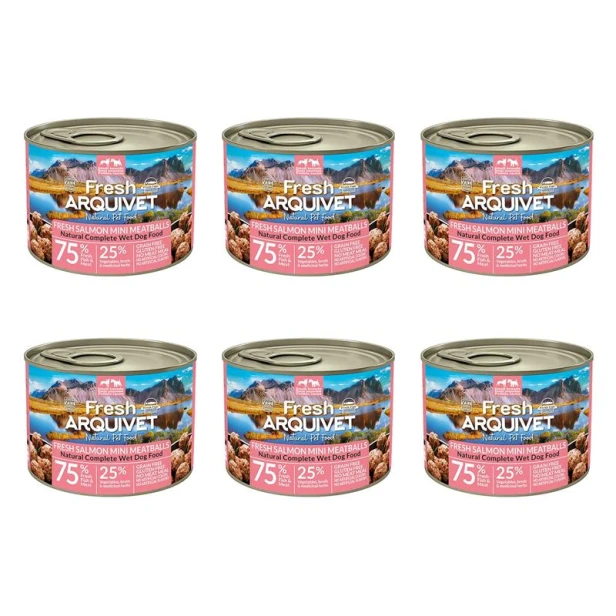 [Zestaw] Arquivet Fresh MINI klopsiki z łososiem, marchewką i groszkiem 6x200g