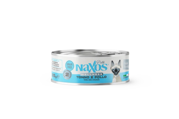 NAXOS CAT STERILIZED - tuńczyk i kurczak - puszka dla kotów sterylizowanych 85g