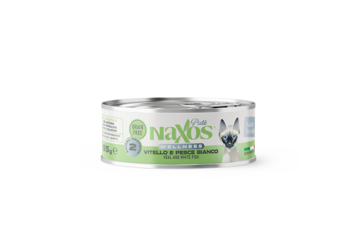NAXOS CAT STERILIZED - cielęcina i biała ryba - puszka dla kotów sterylizowanych 85g